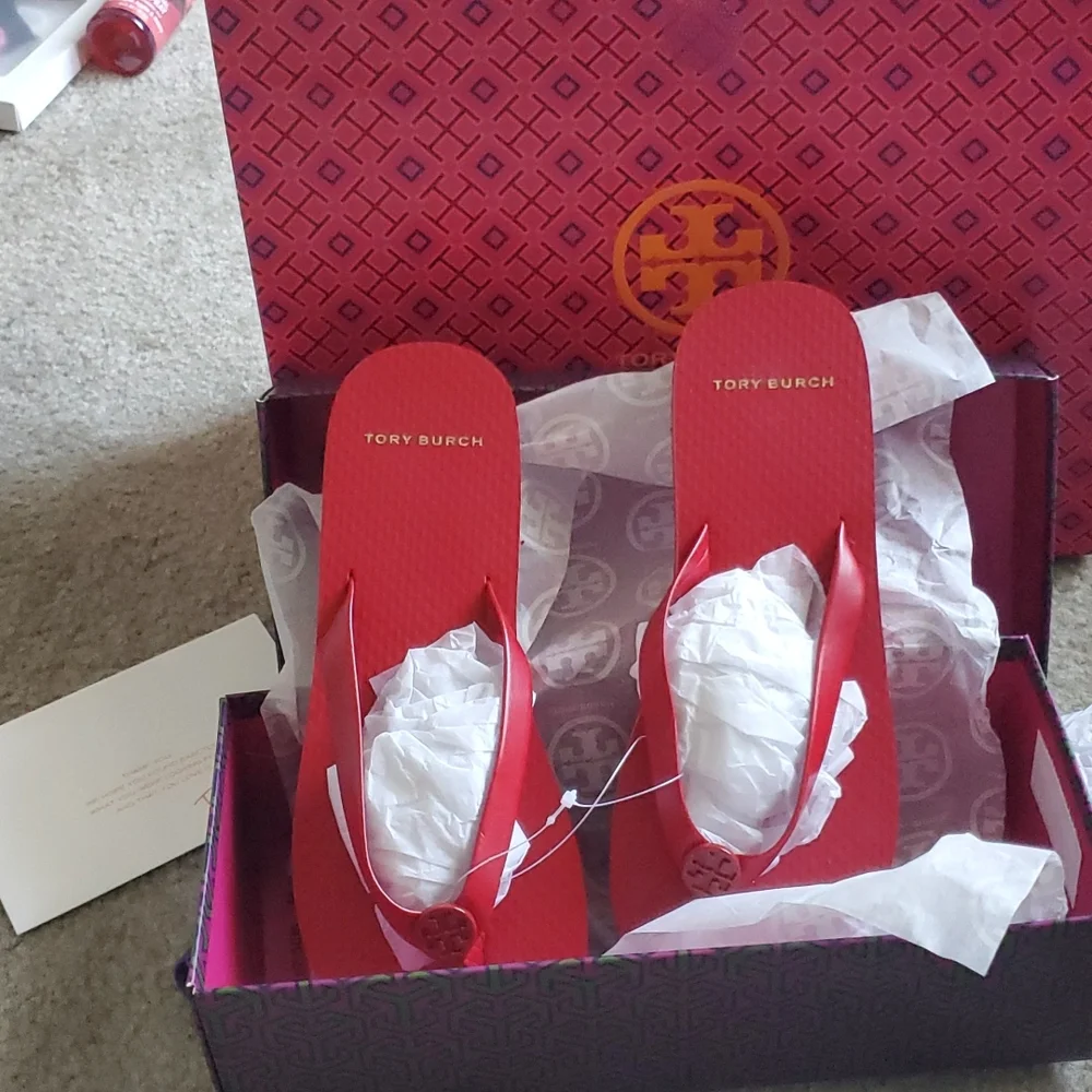 Tory birch flip flops red two other colors as shown so comfy lowered